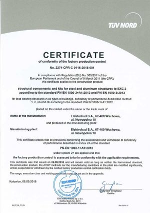 Certificate No. 2274-CPR-C-0116-2018-001